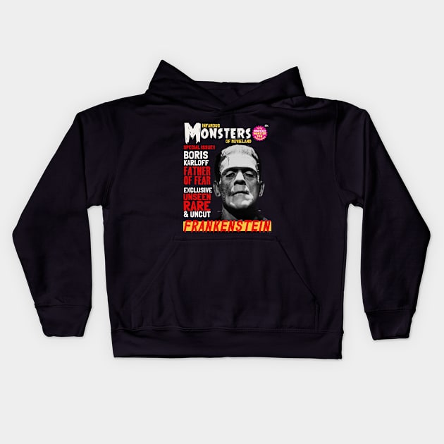 Vintage Pulp horror Frankenstein Horror Magazine Kids Hoodie by Teessential